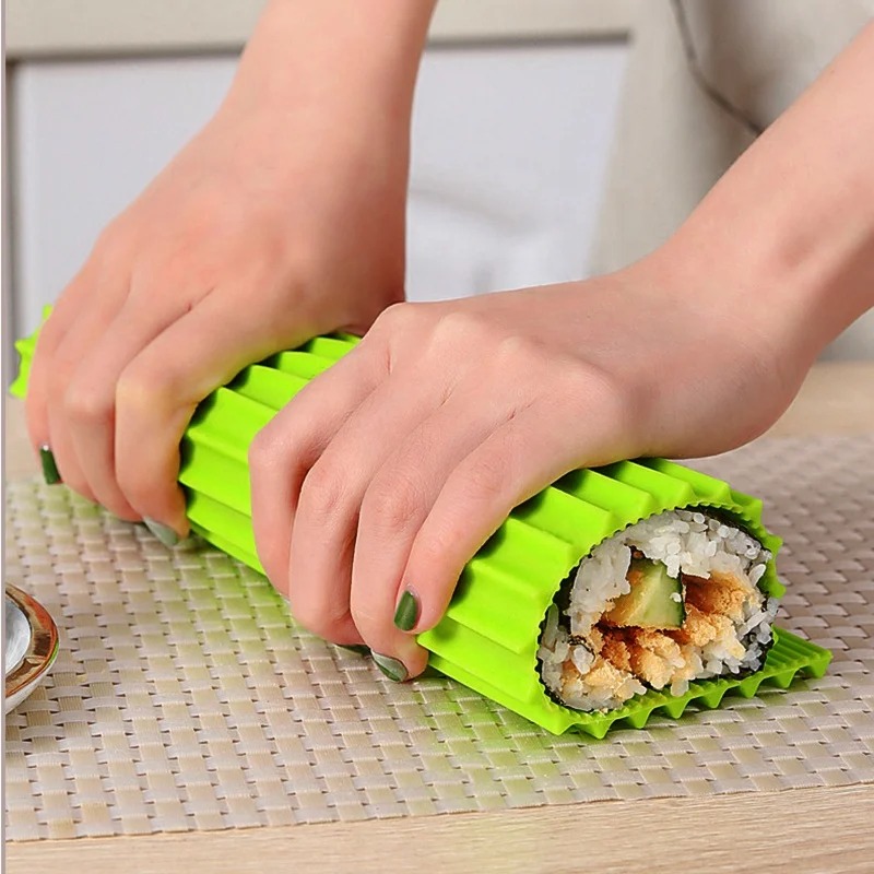 Sushi Mat Bamboo - Silicone Hand Roll Sushi Rolling Curtain