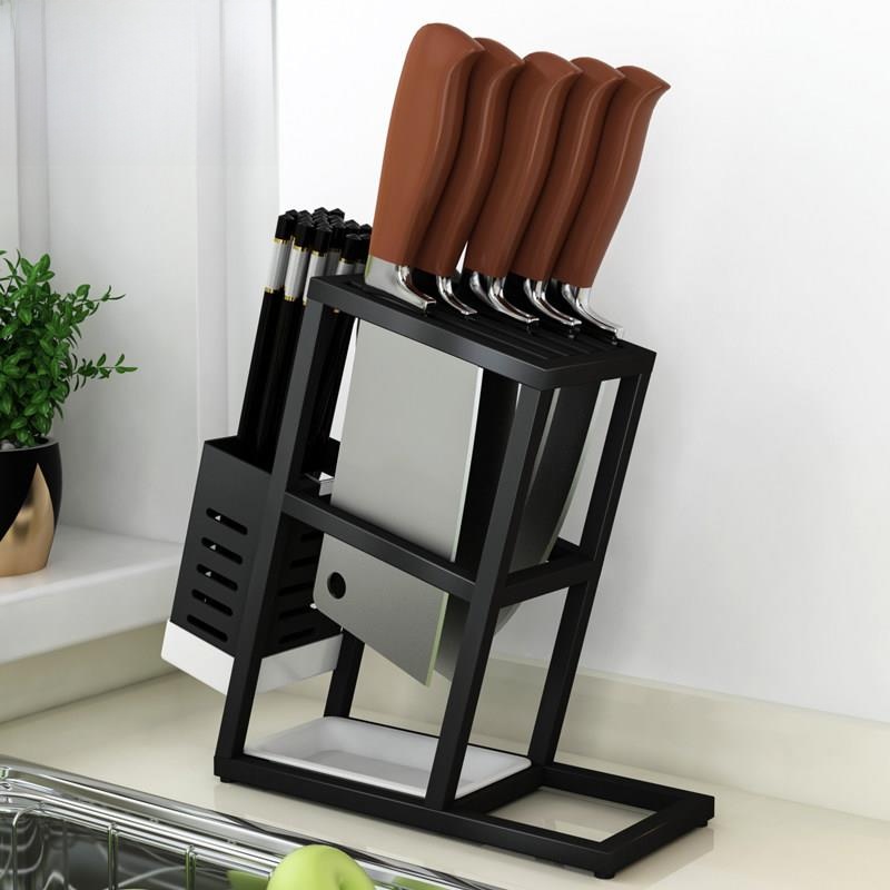 Home Cooking Youtube - Stainless Steel Kitchen Knife Holder Multi-Function